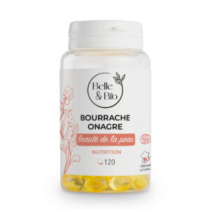 Flacon de capsules de bourrache onagre de la marque Belle & Bio