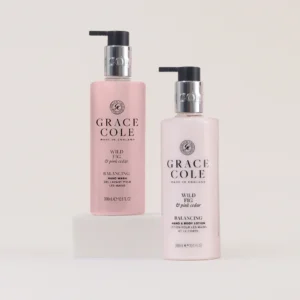 Coffret bain et corps figue & cèdre rose Grace Cole, gel douche et lait corps 2 x 300 ml