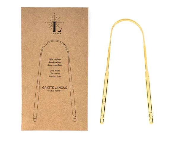 Gratte-langue en acier inoxydable doré | Lebon